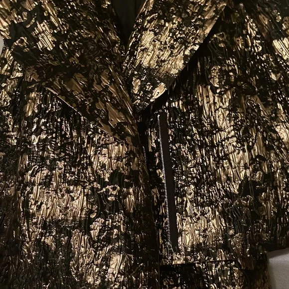 🖤SOLD💛Eloquii Gold and Black Brocade Mini Belted Dress/Jacket - Picture 6 of 11